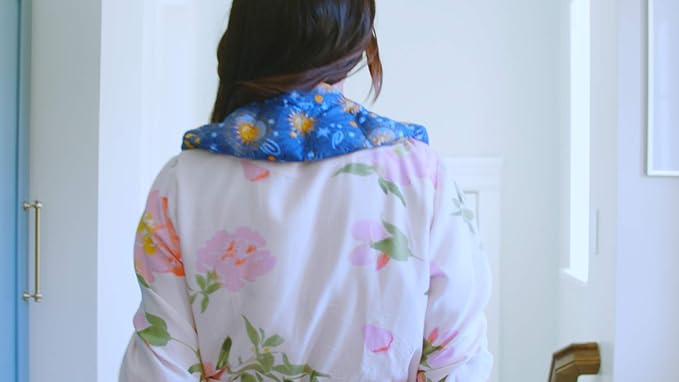 Nature's Approach Herbal Neck Wrap Microwavable Shoulder Wrap Cotton Organic Heating Pad - Cold Therapy Pain Relief for Muscle Tension Stress Reduction (Shoulder Wrap Celestial Indigo)