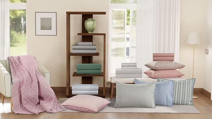 IZOD 100% Egyptian Cotton Sheets Set Queen Size, Cotton Percale Crisp Sheet Set 4Pc, Lightweight & Deep Pocket fits Upto 17", Long-Staple Soft Combed, Hotel Style Luxury Bedding Sheet - Blush Rose