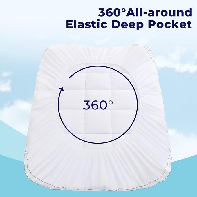 OLANLY Dual-Layer 4 Inch Cal King Size Memory Foam Mattress Topper for Back Pain, 2 Inch Cooling Pillow Top Mattress Pad Cover and 2 Inch Gel Memory Foam Topper, Deep Elastic Pocket, White