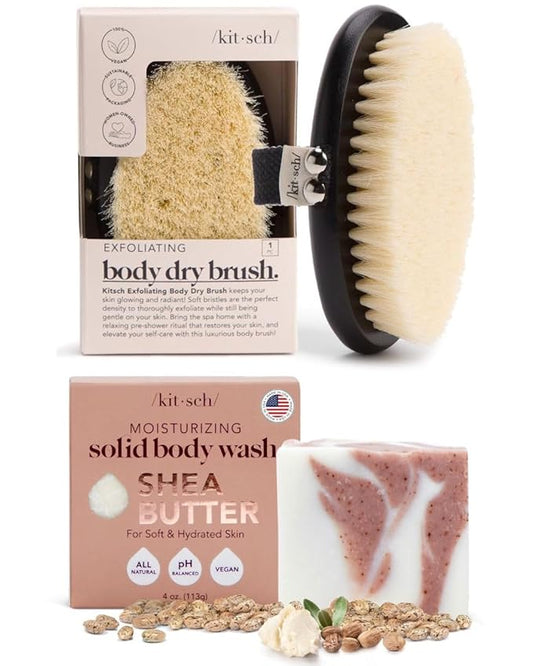 Kitsch Dry Brushing Body Brush & Shea Butter Exfoliating Bar Soap with Discount