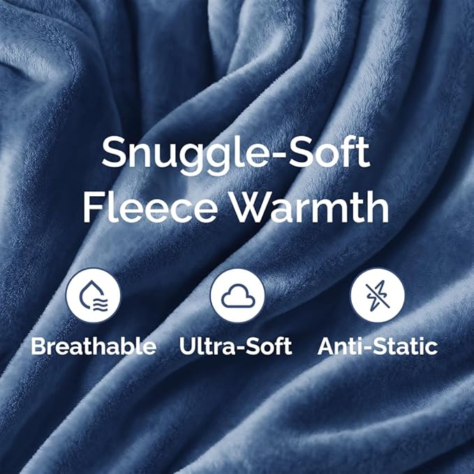 Ultra Soft Fleece Blanket Throw Size - Flannel Fleece Luxury Throw Blanket - Lightweight for Couch Bed Chair - Thick, Warm & Breathable - All Season Cozy Anti-Static Microplush Bedding, Royal Blue