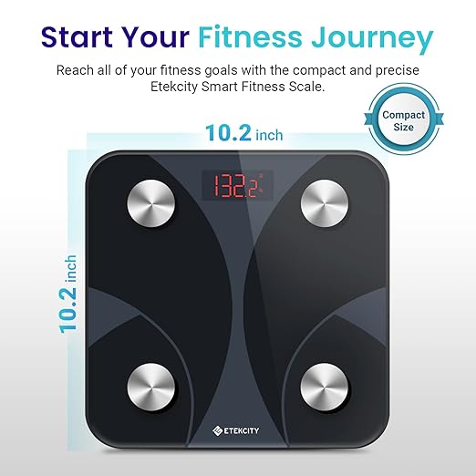 Etekcity Scale for Body Weight and Fat Percentage, FSA&HSA Eligible, Smart Digital LED Bathroom BMI Measurement, Accurate Bluetooth Weighing Machine, Body Composition Analyzer, Ash-black, 400lb