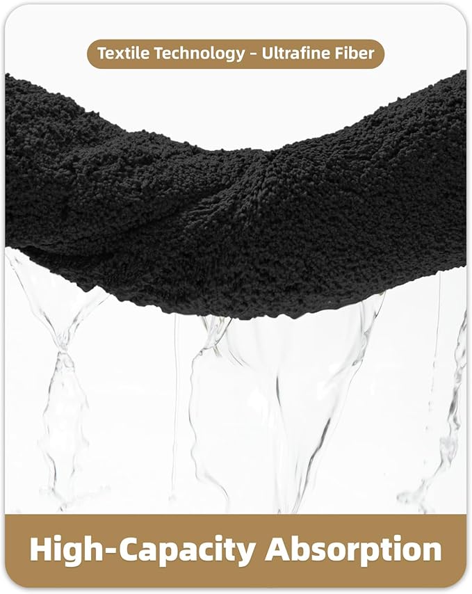 Color&Geometry Large Bath Mats for Bathroom Non Slip, 24"x36" Black Bathroom Rugs, Absorbent, Soft, Washable, Microfiber Bath Rug Shower Mat