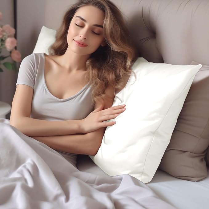 INFIIXSO Mulberry Silk Pillowcase for Hair and Skin, Silk Pillow Cases King Size with Hidden Zipper 20"x40", Extraordinary Smooth and Soft Cooling Pillow Cases for Hot Sleepers(Cream, 1 Pack)