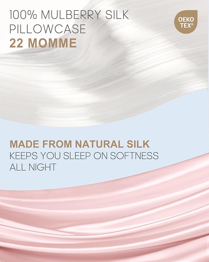 THXSILK Silk Pillowcase for Hair and Skin, 22 Momme 100% Mulberry Silk Grade 6A+ Silk Dual-Sided, Pillow Case with Hidden Zipper, King Size 20"x36", 1pc, Light Pink