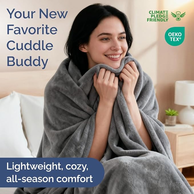 Ultra Soft Fleece Blanket Twin Size - Flannel Fleece Luxury Twin Blanket - Lightweight for Couch Bed Chair - Thick, Warm & Breathable - All Season Cozy Fuzzy, Anti-Static Microplush Bedding, Dark Grey
