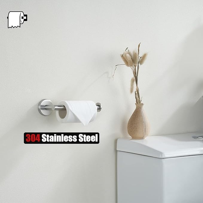 JQK Toilet Paper Holder, 5 Inch 304 Stainless Steel Thick 0.8mm Tissue Paper Dispenser for Bathroom, Hold Mega Rolls, Brushed Nickel Wall Mount, TPH120-BN