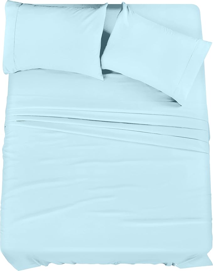 Utopia Bedding King Sheet Set – 4 Piece Bed Sheets for King Size Bed, Soft and Breathable Microfiber, Includes 1 Fitted Sheet, 1 Flat Sheet and 2 Pillowcases (Ice Blue)