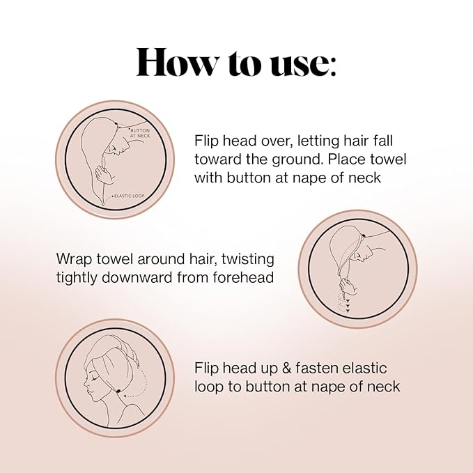 Kitsch Microfiber Hair Towel Wrap for Women - Super Absorbent Hair Drying Towel - Quick Dry, Anti-Frizz - for Long & Short, Wet & Curly Hair - Blush