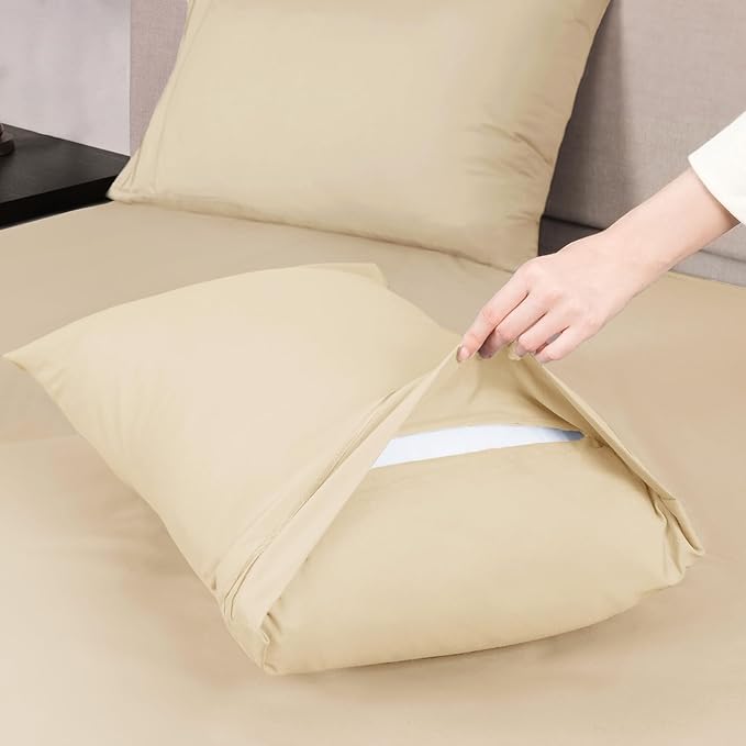 Mejoroom California King Size Sheet Set - Soft Microfiber Bed Sheets,Deep Pocket Fitted Sheet, Breathable, Wrinkle & Fade Resistant - 4 Piece (California King, Taupe)
