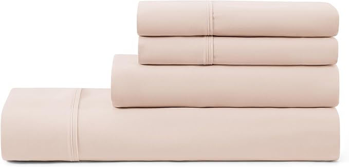 UGG Queen Sheet Set 4-Piece Luxury Cooling Sheets Deep Pockets Premium Bedding with 2 Pillow Shams Hypoallergenic Machine Washable Soft Lightweight Bed Set for Bedroom, Queen, Shell Pink (Hedi)