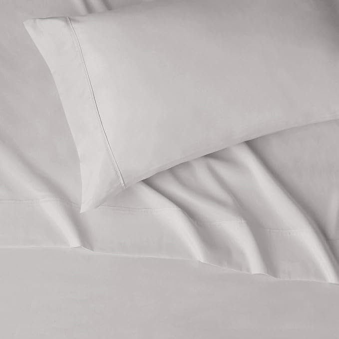 Amazon Basics Lightweight Super Soft Easy Care Microfiber 3 Piece Bed Sheet Set with 14-inch Deep Pockets, Twin X-Large, Light Grey, Solid (Pack of 4)