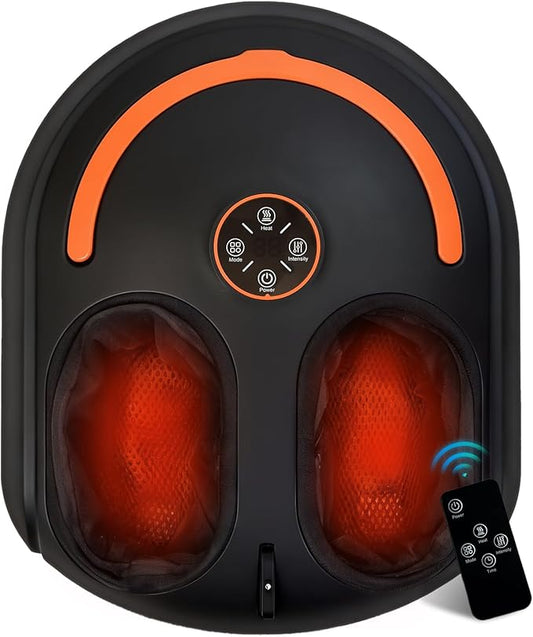 Shiatsu Foot Massager Electric Feet Massage Machine Deep Kneading Relief for Plantar Fasciitis, Air Compression, 3 Heat Levels Relax for Home Office Use, Christmas Gifts for Women Mom Dad Black