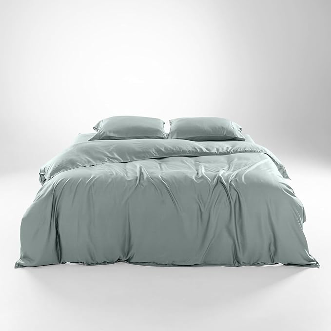 Olive + Crate Tencel Eucalyptus Cooling Duvet Cover Set - Hypoallergenic, Lyocell Tencel Duvet Cover - Temperature Regulating with Hidden Button Closure & Corner Ties - Oversized King [Eucalyptus]
