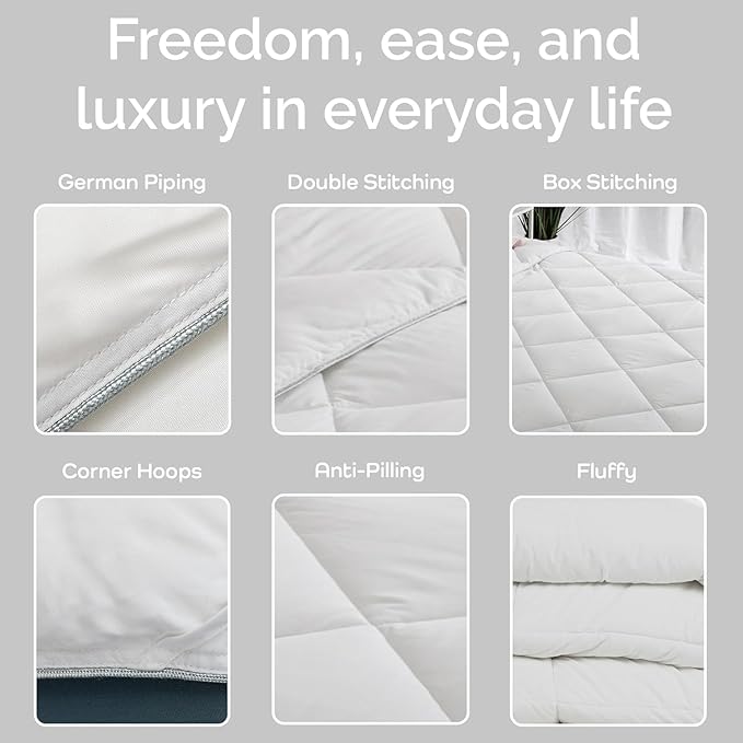 100% Viscose Derived from Bamboo Comforter, Cooling Comforter, Duvet Insert, Breathable, Extra Fluffy, Lightweight Comforters, Oversized King