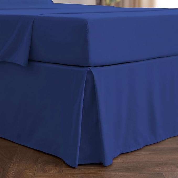 Mellanni Bed Skirt Twin XL Size - Bed Skirting - 15-Inch Tailored Drop Pleated Dust Ruffle - Hotel Luxury Bedding - Wrinkle, Fade, Stain Resistant - 1 Bedskirt (Twin XL, Royal Blue)