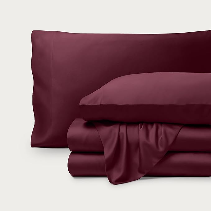 Bare Home 100% Rayon Made from Bamboo King Sheet Set - 4 Piece Bedding Set - Deep Pockets - Breathable - Easy Fit - Bedding Sheets & Pillowcases (King, Burgundy)