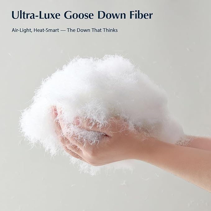 PACIFIC COAST Goose Down Fiber Comforters Oversized Queen Duvet Insert, All Season White Comforter, 3D Hidden-Stitch Baffle Box Design, 8 Tabs, Gifts for Women/Men, Extra Fluffy Luxury Duvet (98"x98")