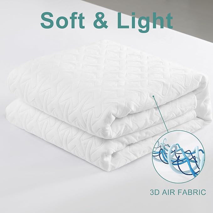 MERITLIFE Premium 100% Waterproof King Size Mattress Protector Cooling King Mattress Pad Cover Breathable Deep Pocket Topper Protection Machine Washable Noiseless Quiet (White,King 78"x80")