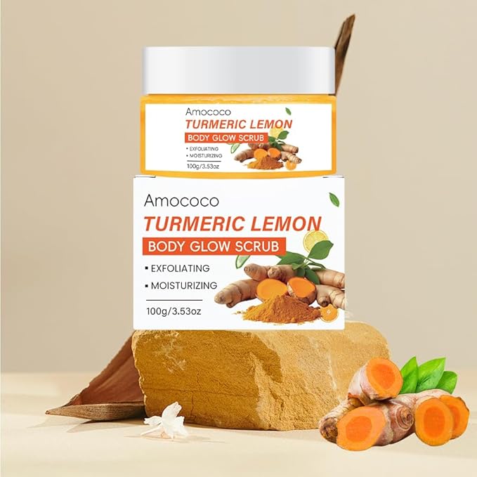 Turmeric Lemon Body Scrub, Deep Cleansing Exfoliator with Armpit Detox & Moisturization, 3.53oz