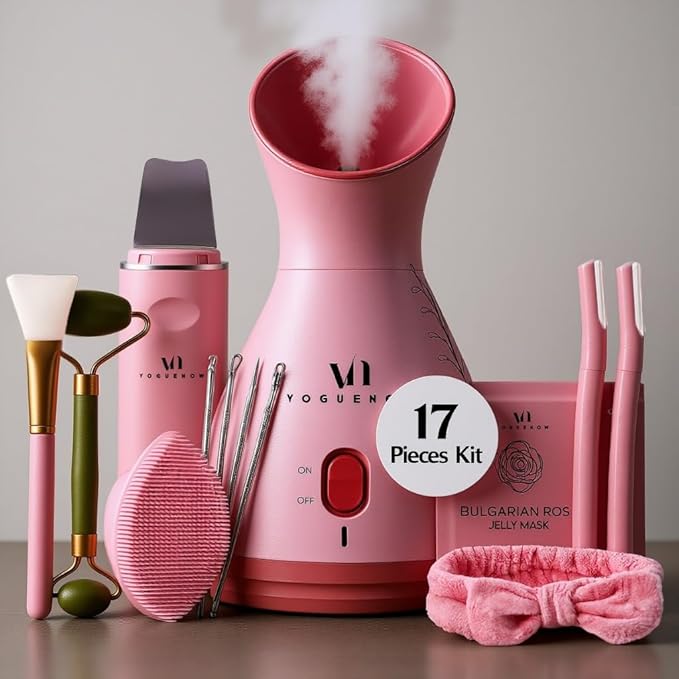 Facial Steamer Spa Gifts with Complimentary 17 Skin Care Tools | Face Steamer for Facial Deep Cleaning | Towel Warmer & Humidifier Mode| Self Care Gifts for Women, Spa Gifts, Christmas Gifts for Women