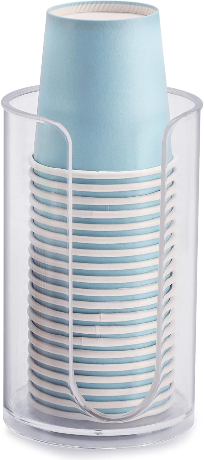 LoveBB Bathroom Cup Dispenser, 3oz-5oz Small Disposable Paper Cups Holder for Bathroom Vanity Countertop's Rinsing/Mouthwash Cups, Clear