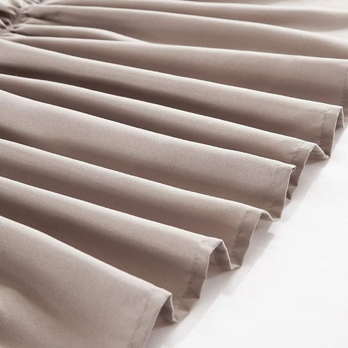 MEILA Wrap Around Bed Skirt Three Fabric Sides Elastic Dust Ruffled 16 Inch Tailored Drop,Easy to Install Fade Resistant-Taupe, Twin/Full
