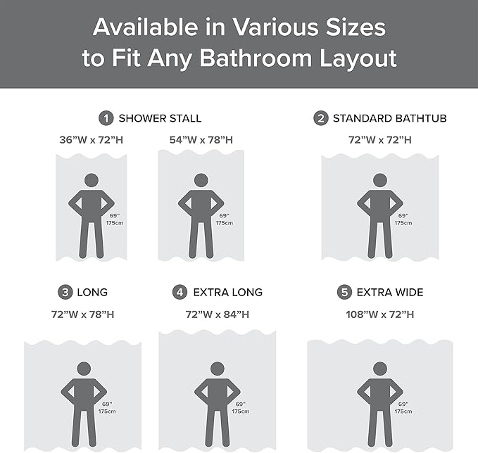 Madison Park Shower Curtain Spa Waffle Weave Long Shower Curtain for Bathroom 3M Scotchgard Moisture Management, Spa Quality Modern Shower Curtains for Bathroom, Long: 72x78 Charcoal