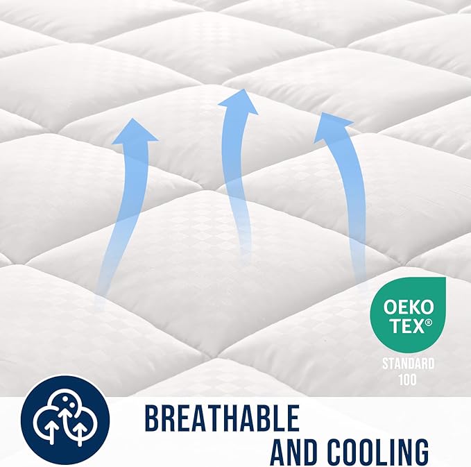 OLANLY Full Quilted Fitted Mattress Pad – Soft Down Alternative Pillow Top Mattress Topper, Cooling Comfort Breathable Mattress Cover, Machine Washable Deep Pocket Mattress Protector, Off White