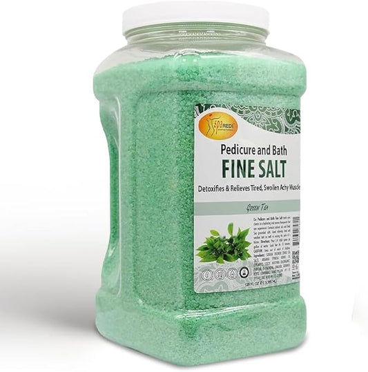 SPA REDI - Detox Foot Soak Pedicure and Bath Fine Salt, Green Tea, 128 Oz - Made with Dead Sea Salts, Argan Oil, Coconut Oil, and Essential Oil - Hydrates, Softens and Moisturizes