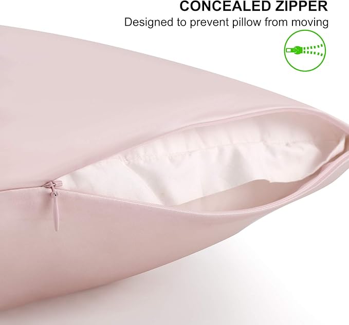 ALASKA BEAR 200% Good for You Silk Pillowcase for Hair and Skin Care Soft Pillow Case with Random Color Scrunchie Gift Set Standard (1pc, Pale Pink)