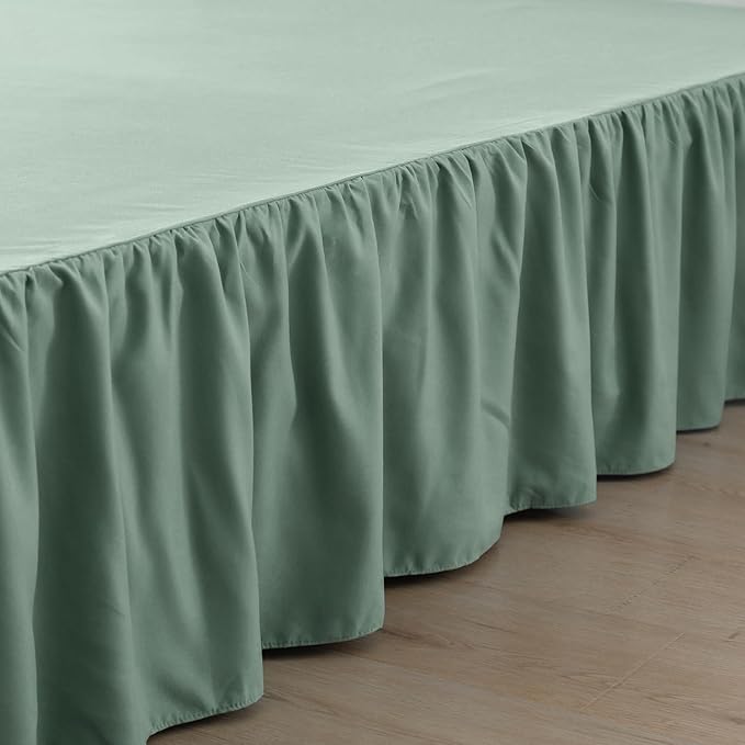 Bed Skirt Full Size Ruffled Bed Skirts with Split Corners, 12 Inch Drop Dust Ruffle Bed Skirt with Platform, Sage Green, Full - 12" Drop