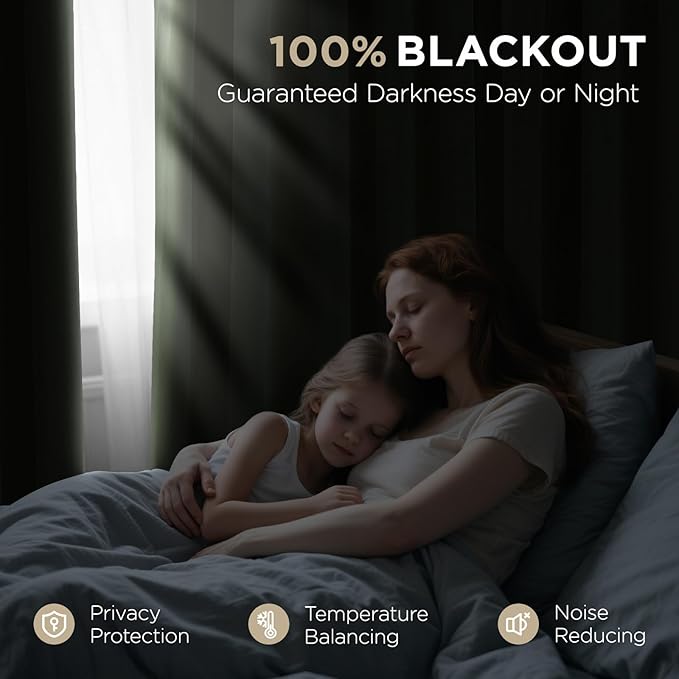 Joydeco Olive Green 100% Blackout Curtains 84 Inch 2 Panels, Luxury Thermal Green Velvet Curtains for Bedroom Living Room, Soundproof Blackout Window Drapes, Rod Pocket & Back Tab (52W x 84L)
