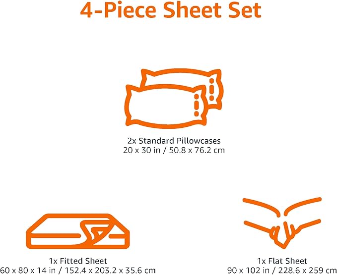 Amazon Basics Cotton Jersey 4-Piece Soft, Breathable, Wrinkle-Free Bed Sheet Set, Queen, Oatmeal, Solid