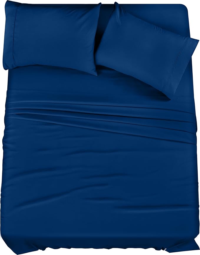 Utopia Bedding King Sheet Set – 4 Piece Bed Sheets for King Size Bed, Soft and Breathable Microfiber, Includes 1 Fitted Sheet, 1 Flat Sheet and 2 Pillowcases (Dusk Blue)