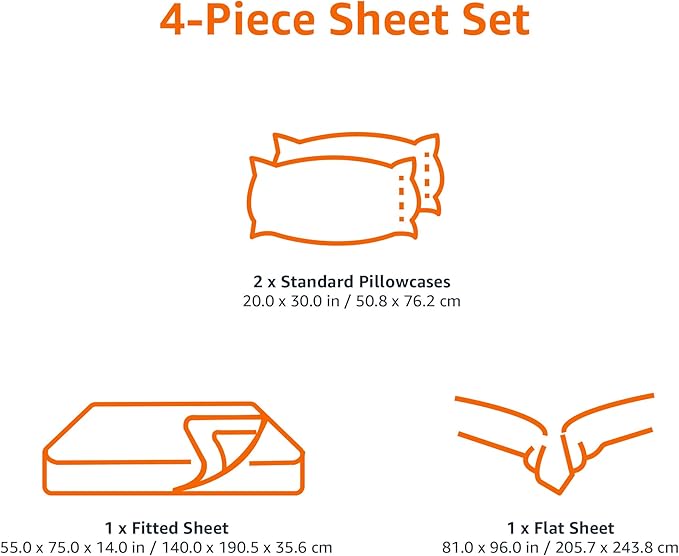 Amazon Basics Lightweight Super Soft Easy Care Microfiber 4-Piece Bed Sheet Set with 14-Inch Deep Pockets, Full, Spa Blue, Solid - Pack of 4