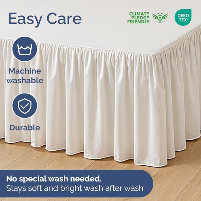 Bedskirt King Size Ruffle - 18 inch Drop Dust Ruffle Bed Skirt with Platform - Ultra-Soft, Easy Fit, Premium Hotel Quality - Wrinkle, Fade & Shrink Resistant - for Women, Men, Kids and Teens - White