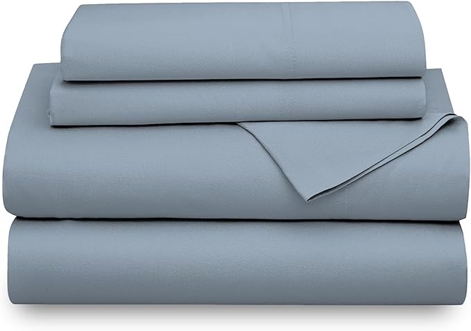 SUPREME ELEGANCE Hotel Luxury Cotton Blend Blue Sheet Set Queen Size, 1200 Thread Count Ultra Soft Sateen Sheet Set, Moisture Wicking & Wrinkle Resistant, Easy Care Fall Bedding Set