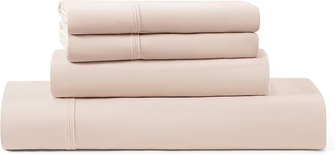 UGG Full XL Sheet Set 4-Piece Luxury Cooling Sheets Deep Pockets Premium Bedding with 2 Pillow Shams Machine Washable, for Dorm Essentials & College Bedding, Full XL, Shell Pink (Hedi)
