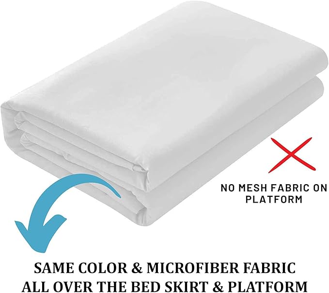 Ruffled Bed Skirt with Split Corners, White, Queen 18 Inch Drop Bedskirt, Hotel Quality Brushed Microfiber Wrinkle Free Dust Ruffle Bed Skirt Queen Size