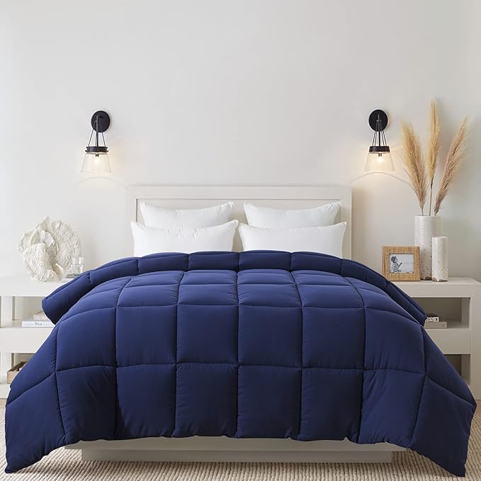 Cosybay Down Alternative Comforter (Blue/Grey, Cal-King) - All Season Soft Quilted California King Size Bed Comforter - Duvet Insert with Corner Tabs -Winter Summer Warm Fluffy, 104x96 inches