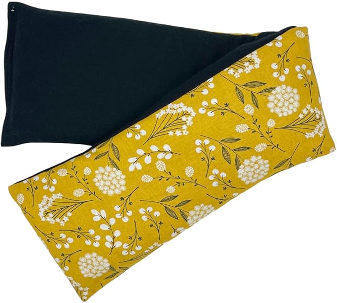Microwave Heating Pad for Neck and Shoulders, Heated Wrap, Hot and Cold Pack, Scented or Unscented, Reusable Moist Heat Therapy, Microwavable Bean Bag, 5" x 23" (Mustard Floral, No Added Herbs)