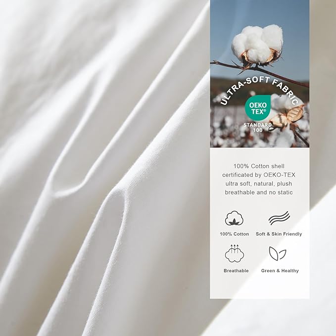 Royoliving Premium Feathers Down Duvet Insert Comforter King Size Heavyweight Thickened Winter White 100% Cotton Cover with Corner Tabs (106x90, 70 oz)