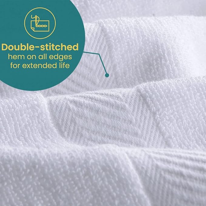 Pearl Linens 12 Pack 22x44 Economy Cotton Hotel Quality White Bath Towels Quick-Dry, Lightweight, Soft & Absorbent Bathroom Towels for Spa, Gym, Hotel & Shower Bulk White Towel Set