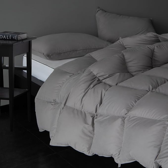 Luxury Down Fiber Comforter Twin/Twin XL Size - Medium Weight Duvet Insert for All Seasons - Ultra-Soft Hotel Collection Comforters, 40 Oz Fluffy Duvet ，Gray (68x90)
