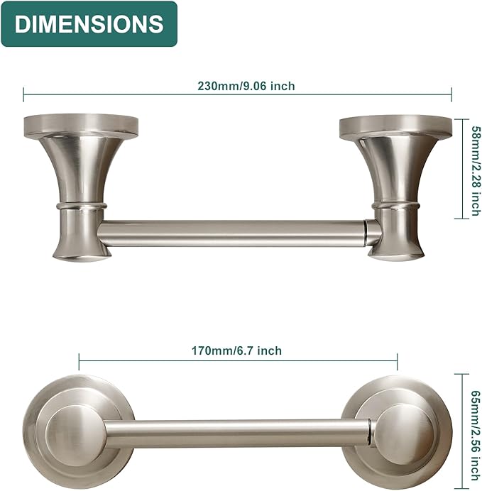 Hoimpro Wall Mounted Rustproof Toilet Tissue Paper Holder Bathroom Accessories Toilet roll Paper Hanger, Brushed Nickel