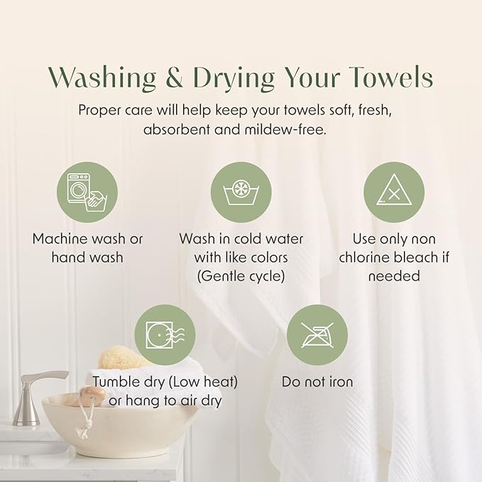Springtree Home 100% Cotton Bathroom Towel Set | 6 Piece Set - Beige Towels | Geometric Textured Design | Absorbent & Quick-Dry | Oeko-TEX® Standard 100 Cotton | Myla Collection - Sandshell