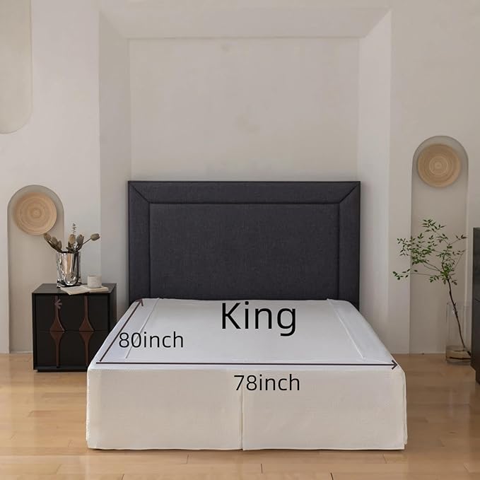 King Bed Skirt, Wrap Around Bed Skirt with Pleated Corner, 16 Inch Drop Pleated Waffle Weave Bedskirts, Anti-Slip, Microfiber, Ivory, 16'' King