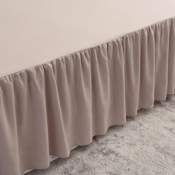 Bed Skirt Full Size Ruffled Bed Skirt with Split Corners, 14 Inch Drop Dust Ruffle Bed Skirts with Platform, Khaki