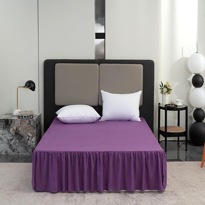 Bed Skirt King Size Ruffled Bed Skirt with Split Corners, King Bed Skirt 16 Inch Drop, King Size Bed Skirt Grape for Ruffled Bed Skirt with Split Corners, Bed Skirt King Size
